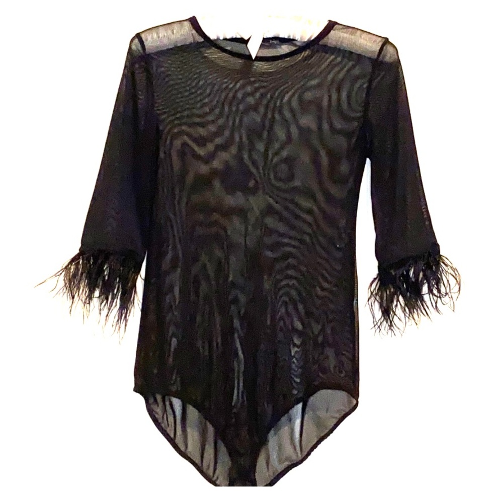 Zara black  feather 3/4 sleeve